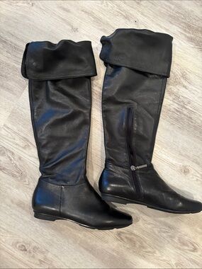 Calvin Klein Black Fold-Over Over-the-Knee Boots
